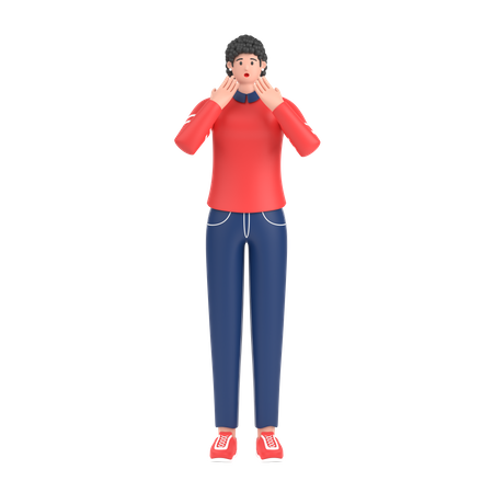 Girl giving scared expression with his hand  3D Icon
