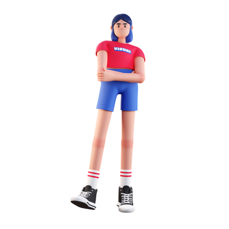 Girl Giving Standing Pose  3D Illustration