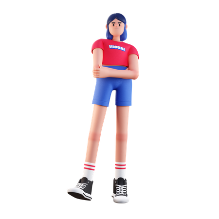 Girl Giving Standing Pose  3D Illustration