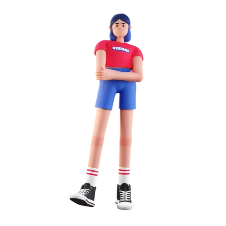 Girl Giving Standing Pose  3D Illustration