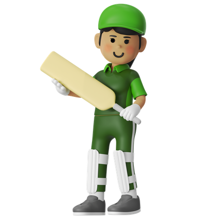 Girl Giving Steady Pose With Bat  3D Illustration