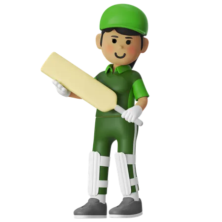 Girl Giving Steady Pose With Bat  3D Illustration