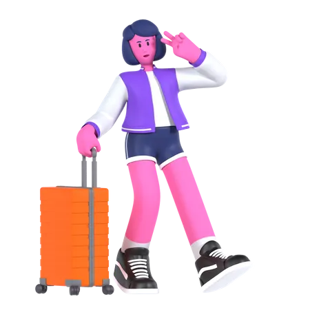 Girl going on a vacation  3D Illustration