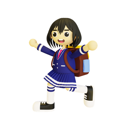 Girl going to school  3D Icon