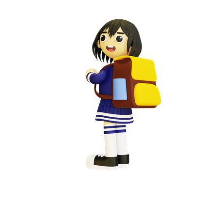 Girl going to school  3D Icon
