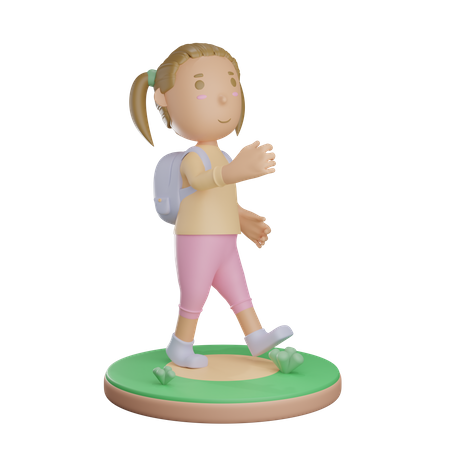 Girl going to school  3D Icon