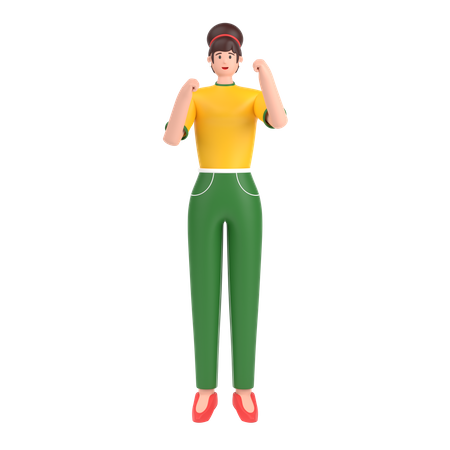 Girl having expressing positive emotion  3D Icon