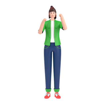 Girl having expressing positive emotion  3D Icon