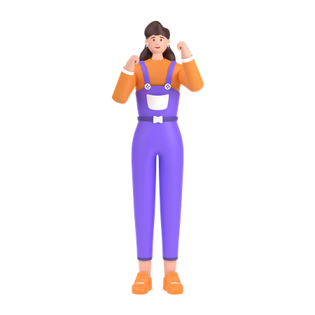 Girl having expressing positive emotion  3D Icon