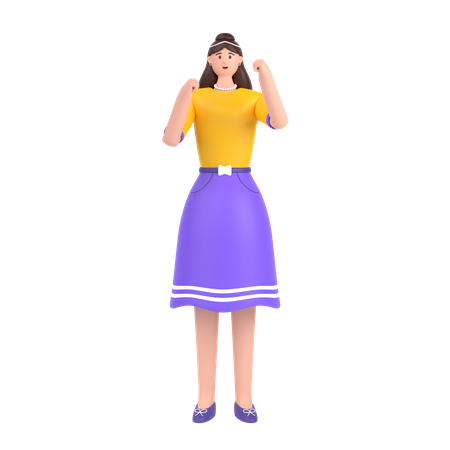 Girl having expressing positive emotion  3D Illustration