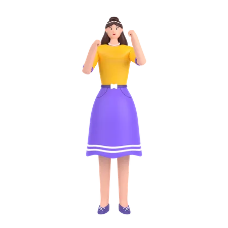 Girl having expressing positive emotion  3D Illustration