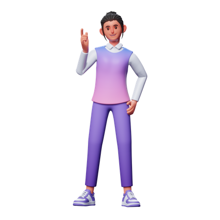 Girl Having Idea  3D Illustration