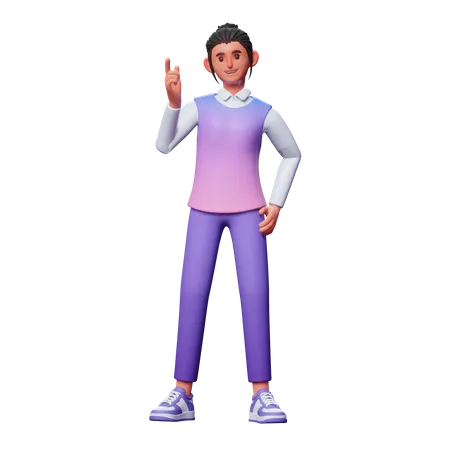 Girl Having Idea  3D Illustration