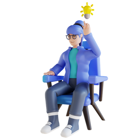 Girl having inspiration idea  3D Icon