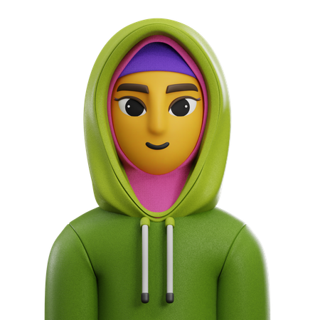 Girl Hijab with Jacket  3D Icon