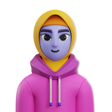 Girl Hijab with Jacket  3D Icon