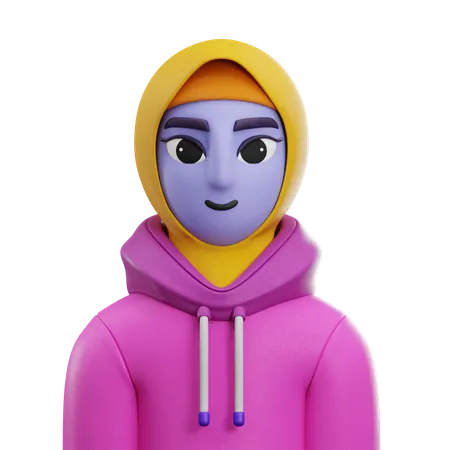 Girl Hijab with Jacket  3D Icon