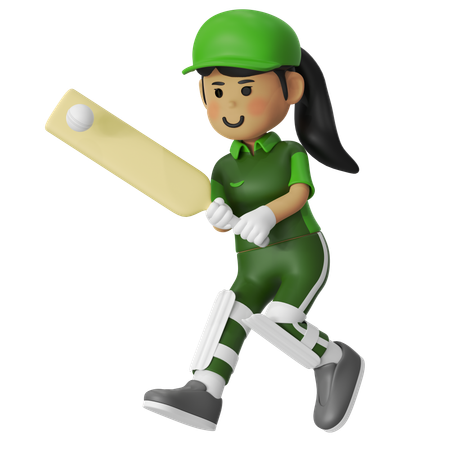 Girl Hit Ball  3D Illustration