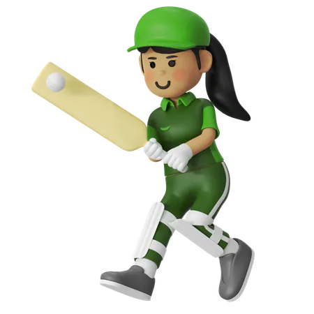 Girl Hit Ball  3D Illustration