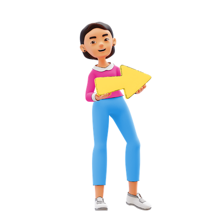 Girl holding arrow  3D Illustration