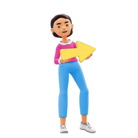 Girl holding arrow  3D Illustration