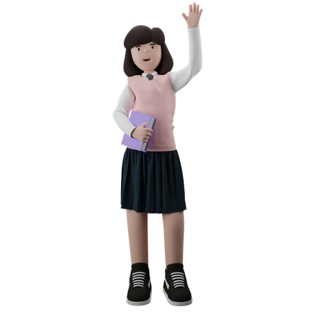 Girl holding book  3D Illustration