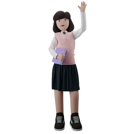 Girl holding book  3D Illustration