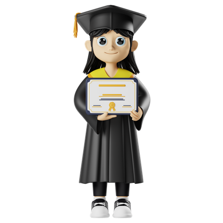 Girl Holding Certificate  3D Illustration