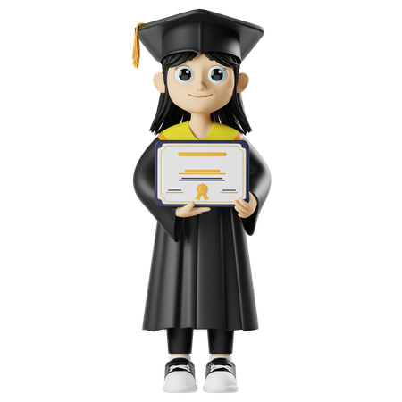 Girl Holding Certificate  3D Illustration