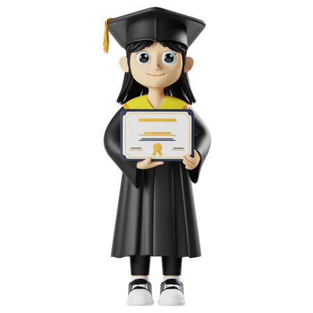 Girl Holding Certificate  3D Illustration