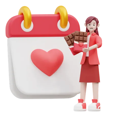 Girl Holding Chocolate  3D Illustration