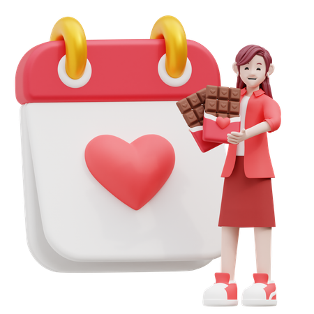 Girl Holding Chocolate  3D Icon