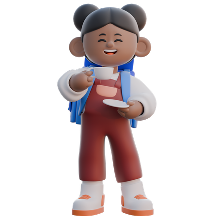 Girl Holding Coffee  3D Icon