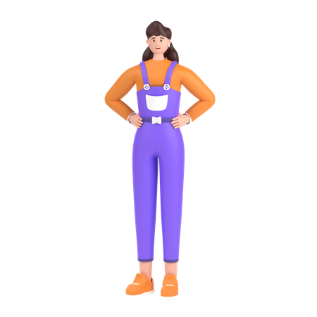 Girl holding hands on waist pose  3D Icon