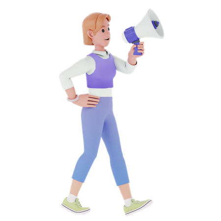 Girl Holding Megaphone  3D Icon