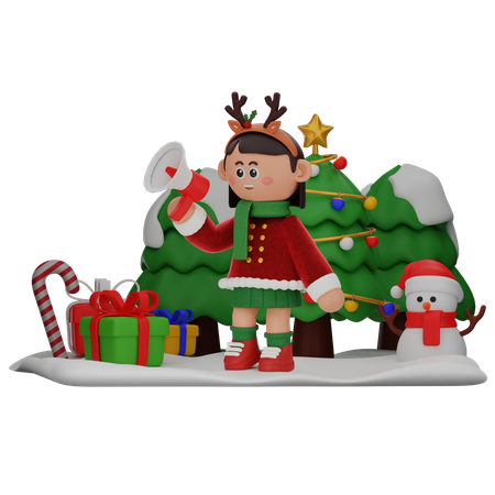 Girl Holding Megaphone  3D Icon