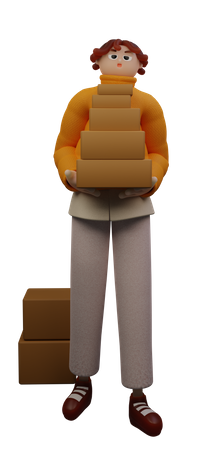 Girl Holding Package  3D Icon