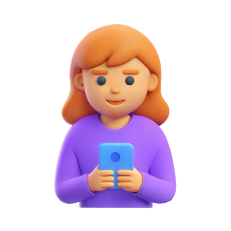 Girl Holding Phone  3D Icon