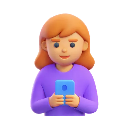 Girl Holding Phone  3D Icon