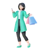 Girl Holding Phone And Shopping Bags