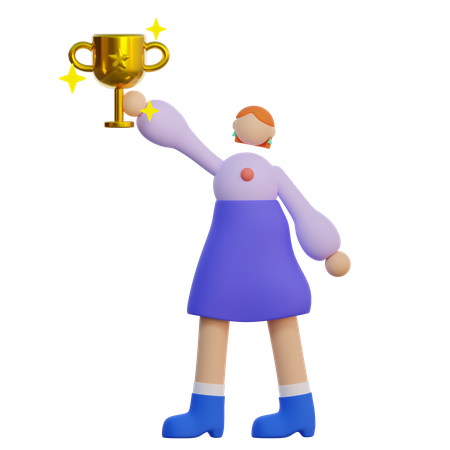 Girl holding trophy  3D Icon