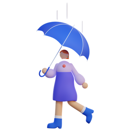 Girl holding umbrella  3D Illustration