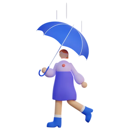 Girl holding umbrella  3D Illustration