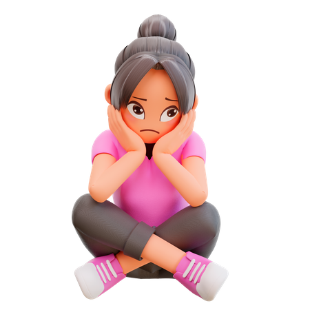 Girl in bad mood  3D Icon