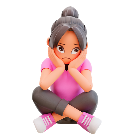 Girl in bad mood  3D Illustration