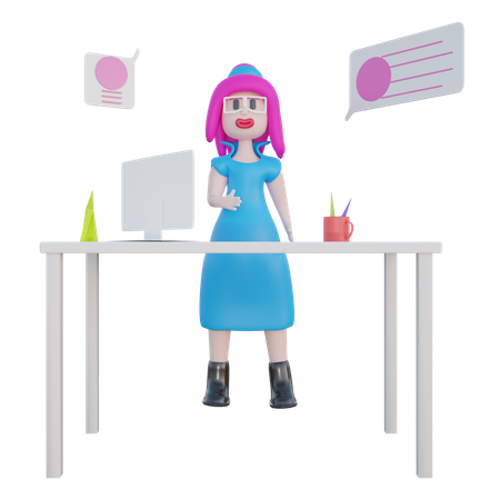 Girl in office meeting  3D Icon