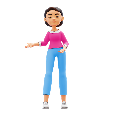 Girl indicating something  3D Icon