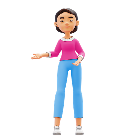 Girl indicating something  3D Illustration