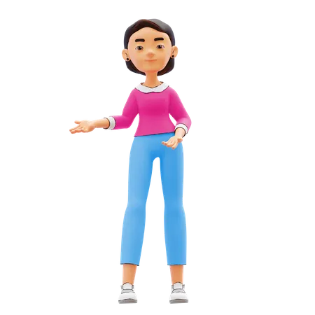 Girl indicating something  3D Illustration