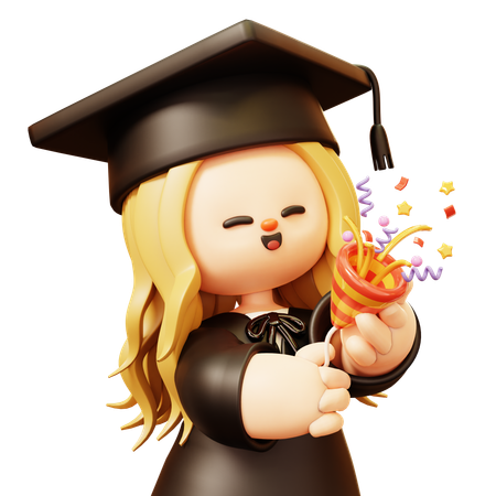 Girl is celebrating Graduation party  3D Icon
